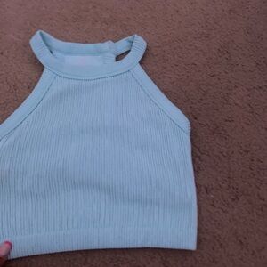 Aerie Blue Ribbed Crop Tank Top